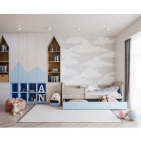 AJK meble - MATEUSZ P Łóżko parterowe 1-osobowe z szufladą 160x80cm | Sosna