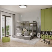 AJK meble - NEMO MDF Łóżko Piętrowe 2-osobowe z Szufladą 160x80cm