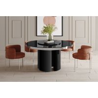 HUBERTUS - GLAMOUR MIRACOLO Stół 140 | Czarny połysk | Chrom