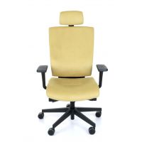 GROSPOL - MAXPRO Fotel Obrotowy BT HD Black / Chrom | Mechanizm Synchro Plus SP1 z regulacją głębokości | Podłokietniki R7 / R10 | Oparcie tapicerowane | Zagłówek