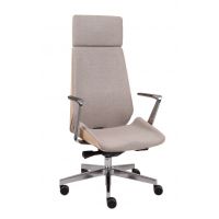 GROSPOL - MOON WOOD Fotel Obrotowy HD AL1 Chrome | Mechanizm Synchro Plus SP1 | Zagłówek | Drewno Bukowe