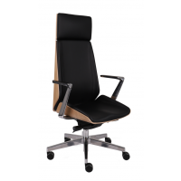 GROSPOL - MOON WOOD Fotel Obrotowy HD AL1 Chrome | Mechanizm Synchro Plus SP1 | Zagłówek | Fornir Dębowy