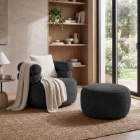 Mars Meble - NELA Fotel na obrotowej podstawie + pufa | BLACK – Dress Me 21 | PROMOCJA