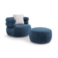 Mars Meble - NELA Fotel na obrotowej podstawie + pufa | BLUE – Dress Me 06 | PROMOCJA