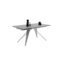 MC AKCENT - NEMURO Stół 160-240x90x76 | Blat Szkło Satynowe Szare | Noga Stal Szlachetna Szczotkowana | NE16EGGX