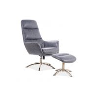 SIGNAL - NIXON Fotel z podnóżkiem | Szary | DOSTĘPNY OD RĘKI