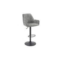 MC AKCENT - OTTAWA Hoker barowy z podłokietnikami | Obrót siedziska | Noga czarny mat | Tkanina optyka welur Szara | OTBA47GX