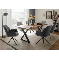 MC AKCENT - PALAIS Stół 220x100 | Dąb lity burgundzki | Obrzeże ciosane | Noga krzyżak | PATP22ZB | PATGXSXL