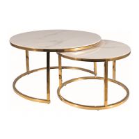 SIGNAL - PORTAFINO A Ława fi80 fi60 | Zestaw | Biały | Stelaż złoty