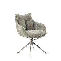 MC AKCENT - PARKER E Krzesło z podłokietnikami | Obrót siedziska | Stal szlachetna szczotkowana | Tkanina Cappuccino | PKAE60CX