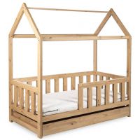 KLUPŚ - LIV Łóżko Domek 160x80 | Bez szuflady | Dąb