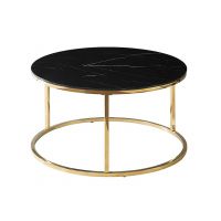 SIGNAL - SABINE Ława | Czarny Efekt Marmuru | Stelaż złoty