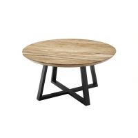 MC AKCENT - SAFAGA Stolik okrągły | Drewno akacjowe lakier natura | Stelaż metal lakier czarny mat | 58059AN5