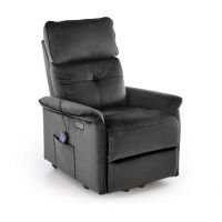 HALMAR - SEMIR 2 Fotel | Elektrycznie rozkładany | Gniazdo USB | Czarny