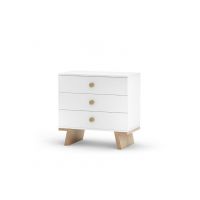 VIVO - TAO Szafka TYP 2 | 3 szuflady | Biały laminat | Podstawa laminat dąb naturalny