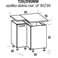 LIVEO - TIFFANY Szafka T26/DNW | Dolna narożna 90/90