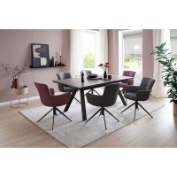 MC AKCENT - TOBAGO Stół 180-260x95x77 | Szkło | Ceramica Antracytowa | Nogi Metal Czarny mat | TO18SMAN