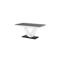 HUBERTUS - VEGAS Stół 160-256x89 | Czarny połysk | Biały połysk | Czarny połysk