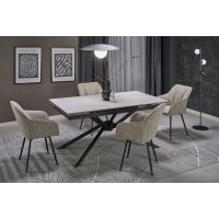 HALMAR - VITORINO Stół rozkładany 160-220x90x75 | Spiek- biały marmur/czarny