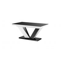 HUBERTUS - VIVA 2 Stół 160-256x89 | Blat Czarny mat / Biały połysk | Noga Biały połysk / Czarny połysk