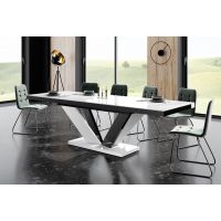 HUBERTUS - VIVA 2 Stół 160-256x89 | Blat Biały połysk | Noga Biało czarna