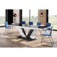 HUBERTUS - VIVA 2 Stół 160-256x89 | Blat Czarny połysk | Noga Biało czarna