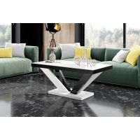 HUBERTUS - VIVA 2 Mini Ława | Blat Biały połysk | Noga Biało czarna