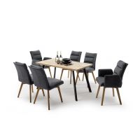 MC AKCENT - ZEBALLOS Stół 160x75 | Blat Krawędź typu szwajcarskiego | Dąb burgundzki olejowany | Stelaż 4 Nogi Czarny mat | ZET16SZK | ZETGVMSP