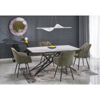 HALMAR - ALFREDO Stół rozkładany 160-240x91x76 | Spiek biały marmur/czarny