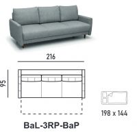 Meblomak - ARMENO Sofa BaL-3RP-BaP z funkcjią spania i pojemnikiem | Tkanina Gr. T1 RUBI 03 | DOSTĘPNA OD RĘKI
