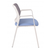 GROSPOL - ASPEN Krzesło Konferencyjne 4L WT ARM White / Chrome | Oparcie Tapicerowane | Podłokietniki