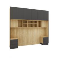 NEW ELEGANCE - NEW ELEGANCE Sleep Varia Baza z stolikami 180 | Dąb | Grafit