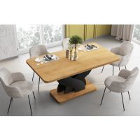 HUBERTUS - BELLISSIMA LAMI Stół 160-256x89 | Blat Dąb Słoneczny | Nogi Czarny połysk