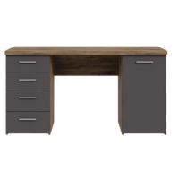 Forte - NET106 MT926-M564 | Biurko z 4 szufladami z szafką | Dąb piaskowy+ Biały