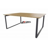 AMS Meble Biurowe - OMIX PLUS Biurko BO21+ | Na Stelażu Metalowym | 140x160 cm | 2-osobowe | Wolnostojące | Z Dystansem 1 cm