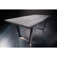 MC AKCENT - CALABRIA Stół drewniany 180x100 | grubość blatu 3,5 cm | noga typu trapez stal szlachetna szczotkowana