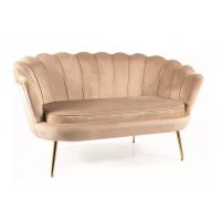 SIGNAL - CAMELLIA 2 Velvet Sofa | Tkanina | Beżowy Bluvel 28 | Nogi złoty | z MR