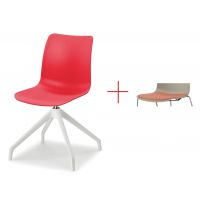 BGROUP - COWORKER Krzesło Konferencyjne SPL S60 | Stelaż typu Pająk | Oparcie z Tworzywa | Mechanizm Obrotu 360° | Siedzisko z Tapicerowaną Nakładką