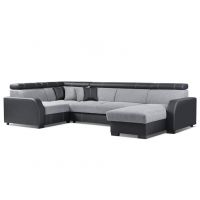 Mars Meble - DECO U CZARNY Narożnik z funkcją i pojemnikiem PROMOCJA