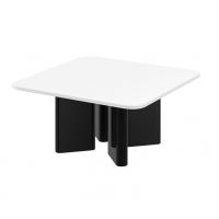 HUBERTUS - DIVERSO Ława 80x80x50 | Biały połysk | Czarny połysk