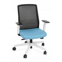 GROSPOL - COCO Fotel Obrotowy WS White / Chrome | Mechanizm Synchro Self SF2 Plus z Regulowaną Głębokością Siedziska