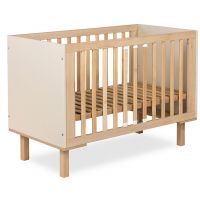 KLUPŚ - LAURA Łóżeczko 120x60 z barierką | Szampański-Buk