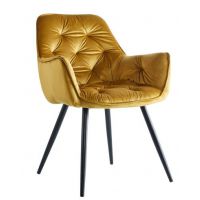 FURNITEX - HF-058 Krzesło | Velvet | Curry | Nogi czarne