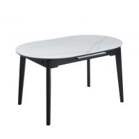 FURNITEX - ST27-FX Stół | Rozkładany | Biały marmur+czarny | 140(180)x85