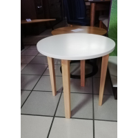 PAGED - WYPRZEDAŻ FIKA Stolik | Biała emalia | Nogi buk naturalny | DOSTĘPNE OD RĘKI