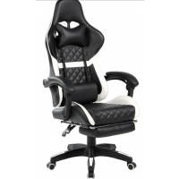 FURNITEX - FB19-FX Fotel obrotowy gamingowy | Czarno-biały