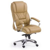 HALMAR - FOSTER Fotel Obrotowy | Skóra | PVC | Jasny Brąz | DOSTĘPNY OD RĘKI