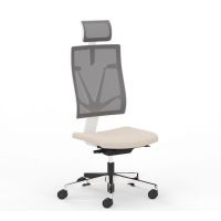 NOWY STYL - 4ME Fotel obrotowy MESH W HRMA SOFT SEAT ESP | Oparcie siatkowe | Wersja biała W | Zagłówek
