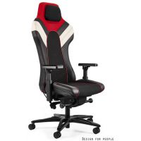 UNIQUE MEBLE - PITLANE Fotel Obrotowy UN2404-1H | Czarny-Czerwony-Szary