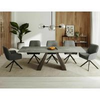 SIGNAL - SALVADORE CERAMIC PIETRA DI SAVOIA Stół 160-240x90x76 | Jasny szary mat | Nogi Czarny mat